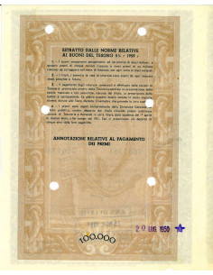 1950 - BUONI DEL TESORO NOVENNALI 5% - 100.000 LIRE -... 2