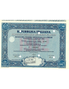 1953 - BUONI DEL TESORO NOVENNALI 5% - 5.000 LIRE - ROMA...