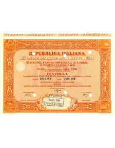 1953 - BUONI DEL TESORO NOVENNALI 5% - 20.000 LIRE - ROMA...