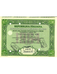 1955 - BUONI DEL TESORO NOVENNALI 5% - 50.000 LIRE - ROMA...