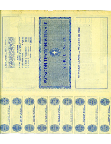 1940/02 - BUONO DEL TESORO NOVENNALE A PREMI  5% LIRE 1.000 - ROMA