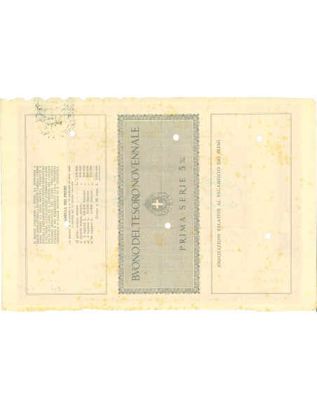 1941 /02 - BUONO DEL TESORO NOVENNALE A PREMI 5% LIRE 500  - ROMA