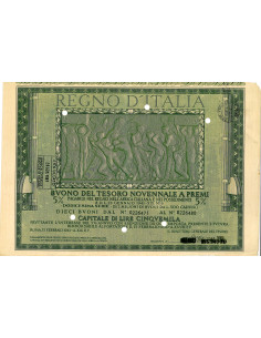 1941 /02 - BUONO DEL TESORO NOVENNALE A PREMI 5% LIRE...