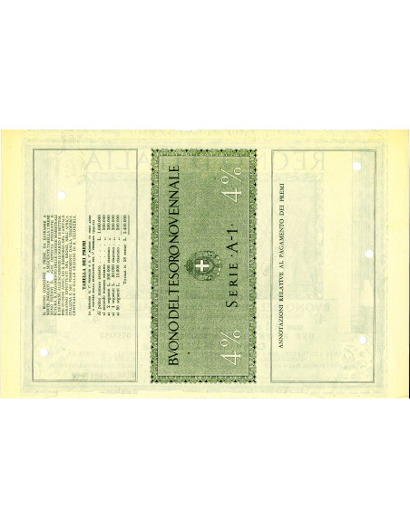 BUONO DEL TESORO NOVENNALE - SERIE A10 VERONA 1942