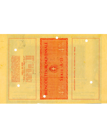 1942 /09 - BUONO DEL TESORO NOVENNALE A PREMI 4% LIRE 5.000 - ROMA