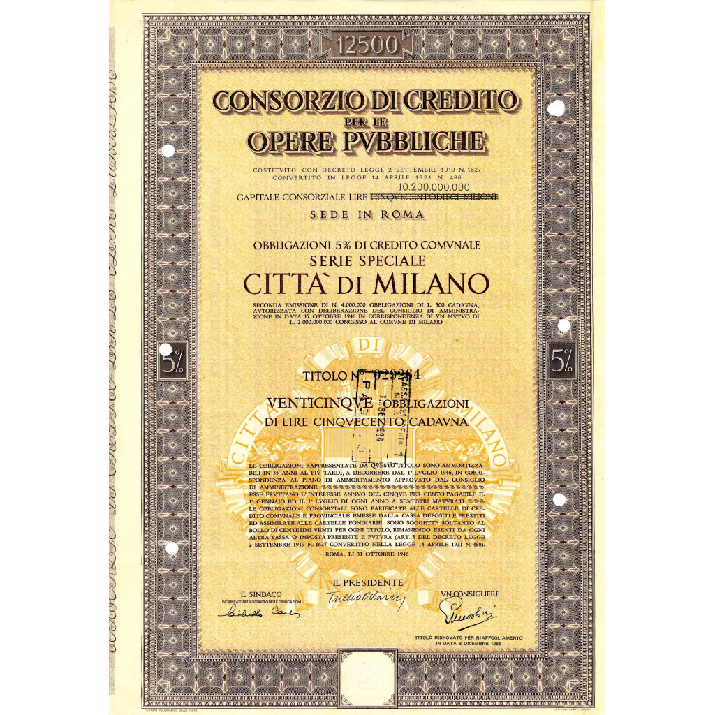 1946 - CONSORZIO DI CREDITO PER LE OPERE...