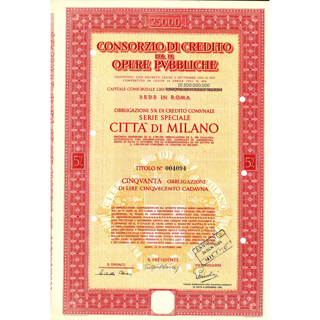 1946 - CONSORZIO DI CREDITO PER LE OPERE...