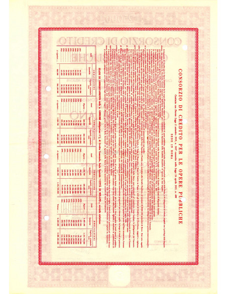 1946 - CONSORZIO DI CREDITO PER LE OPERE PUBBLICHE CITTA' DI MILANO 50 OBBLIGAZIONI