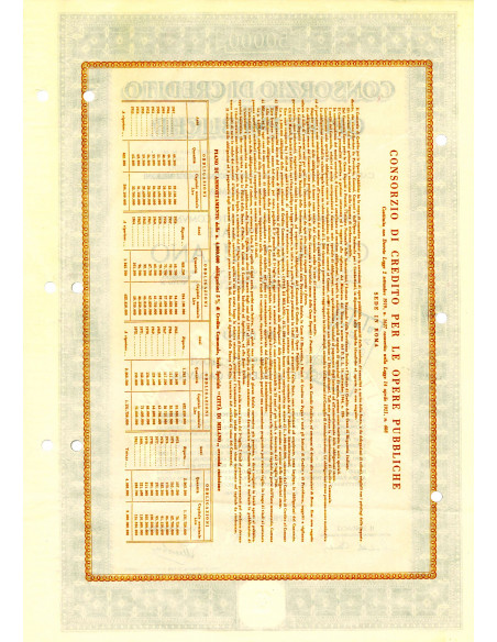 1946 - CONSORZIO DI CREDITO PER LE OPERE PUBBLICHE CITTA' DI MILANO 100 OBBLIGAZIONI