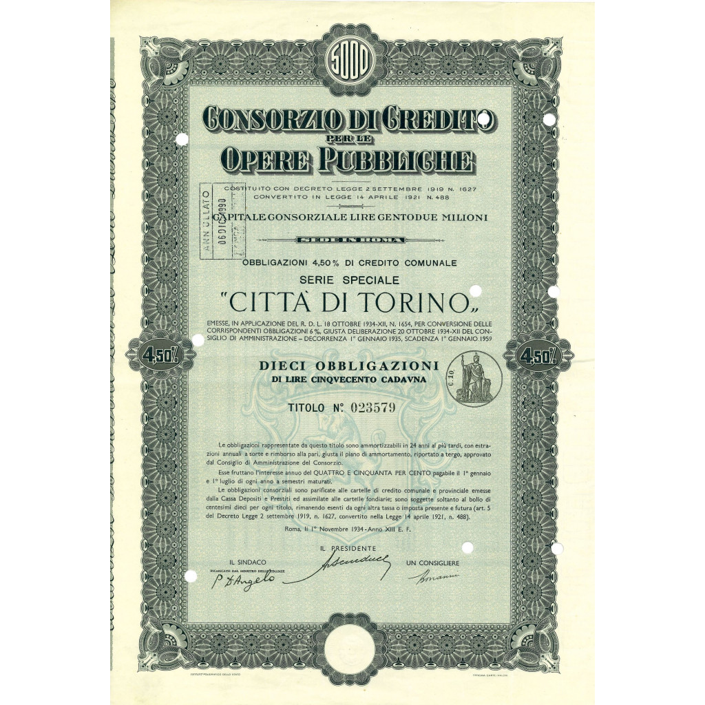 1934 - CONSORZIO DI CREDITO PER LE OPERE...