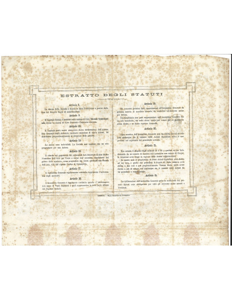 1872 - BANCA COMMERCIALE CHIAVARESE - 5 AZIONI - CHIAVARI