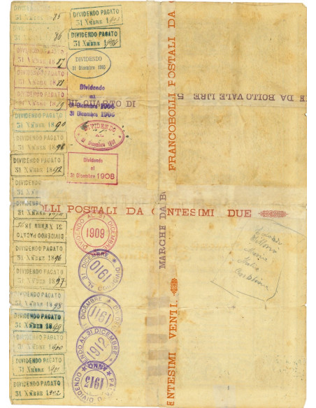 1884 - BANCA POPOLARE DI CASTELFRANCO-VENETO Lire 50