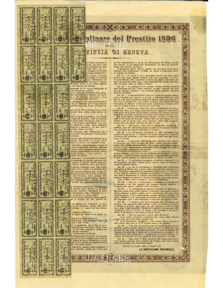 1938 - PROVINCIA DI GENOVA - 1 OBBLIGAZIONE 4% capitale LIRE 500