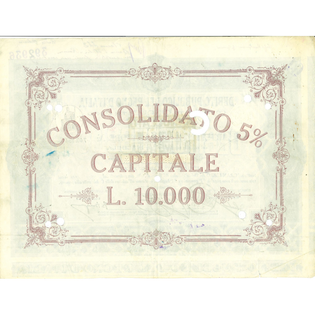 1925 - CARTELLA 10.000 LIRE - D.PUBBLICO...