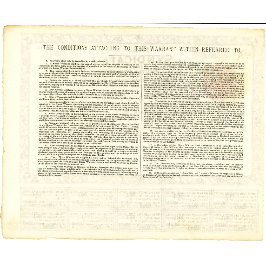 1906 - THE ENGLISH SYNDICATE LIMITED