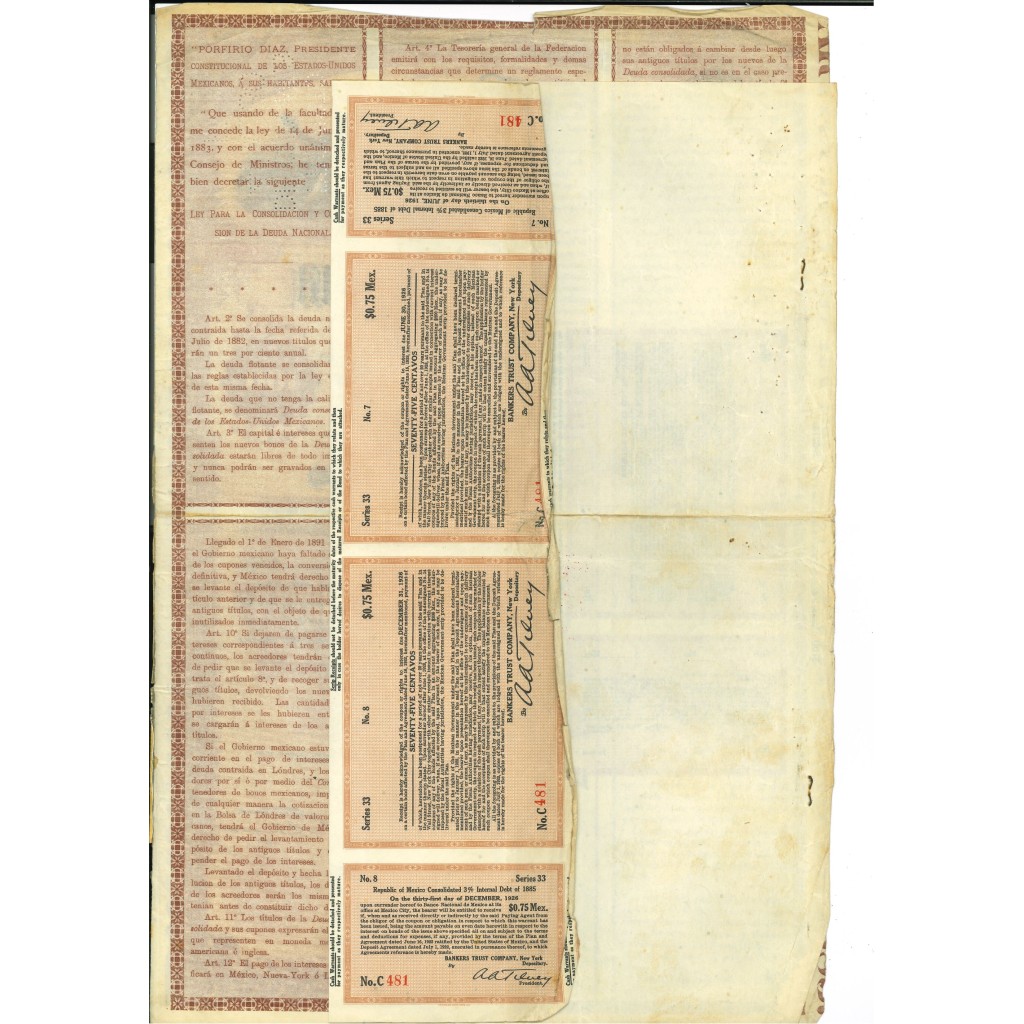 1885 - REPUBLICA MEXICANA - DEUDA CONSOLIDADA...