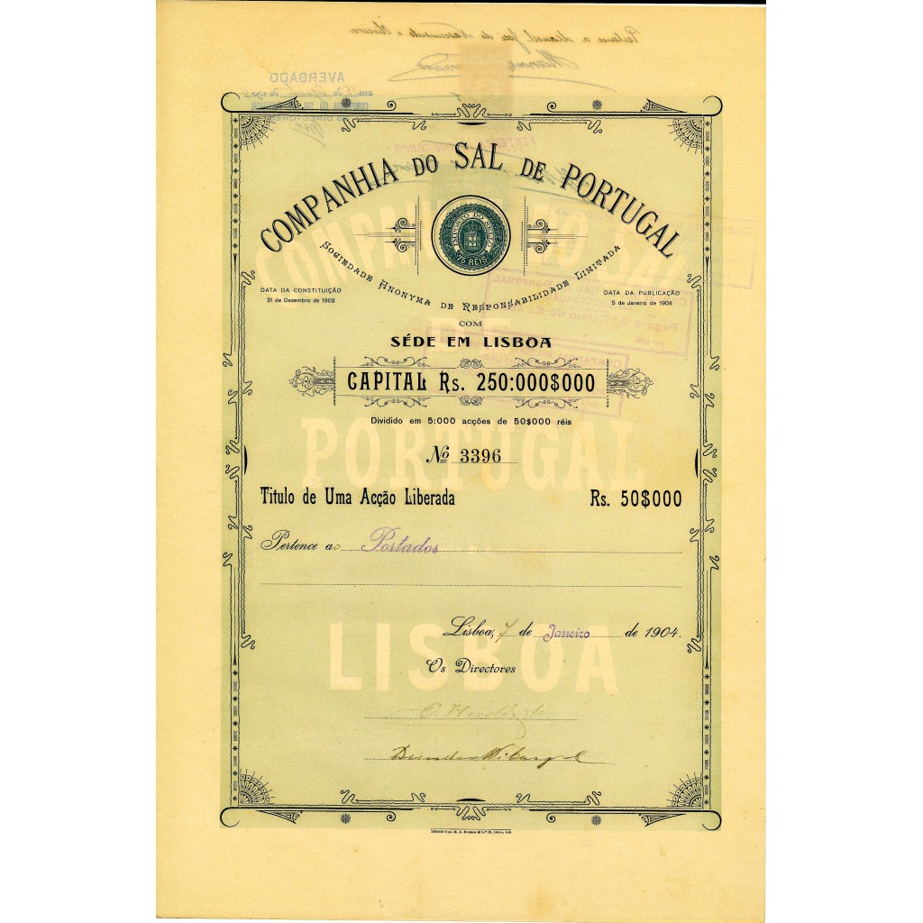1904 - SAL DE PORTUGAL COMP. DO