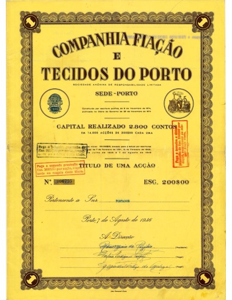 1946 - FIACAO E TECIDOS DO PORTO COMP.