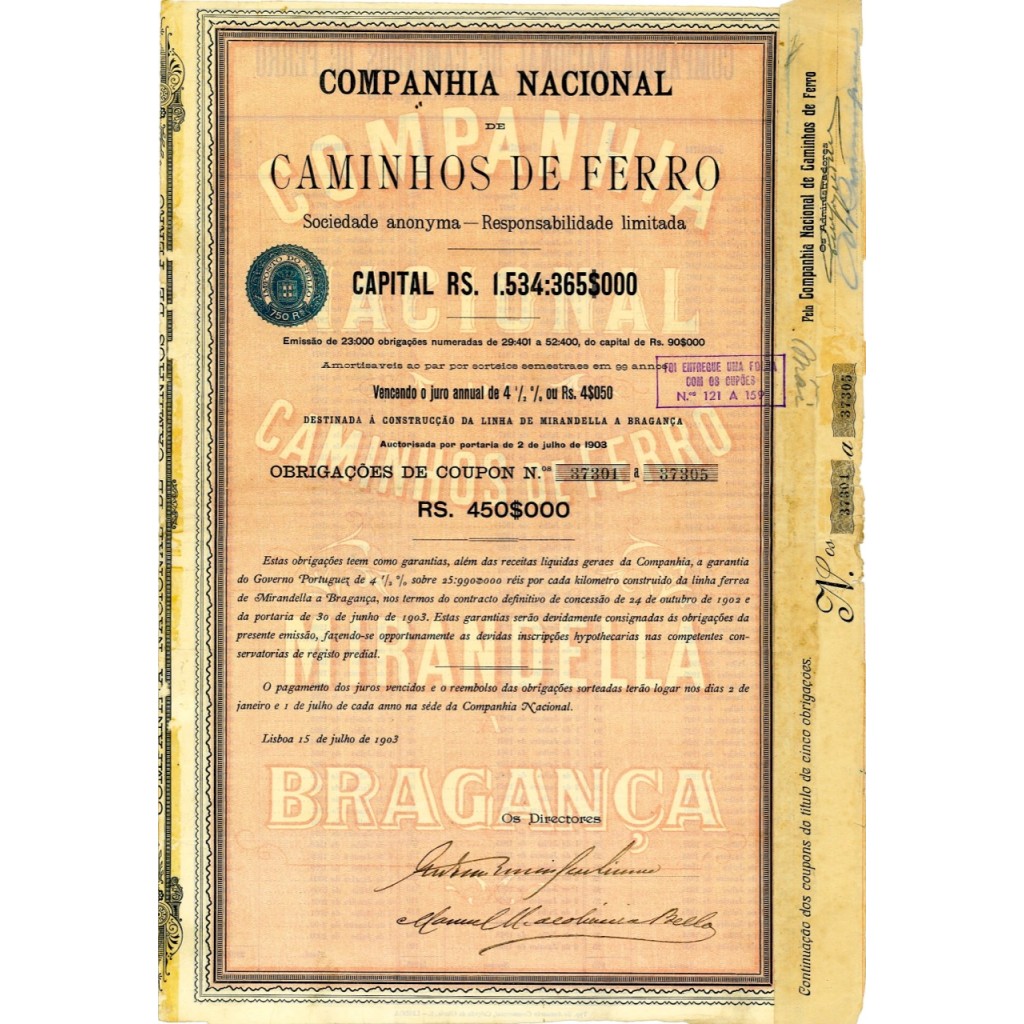 1903 - CAMINHO DE FERRO COMPANHIA NACIONAL DE