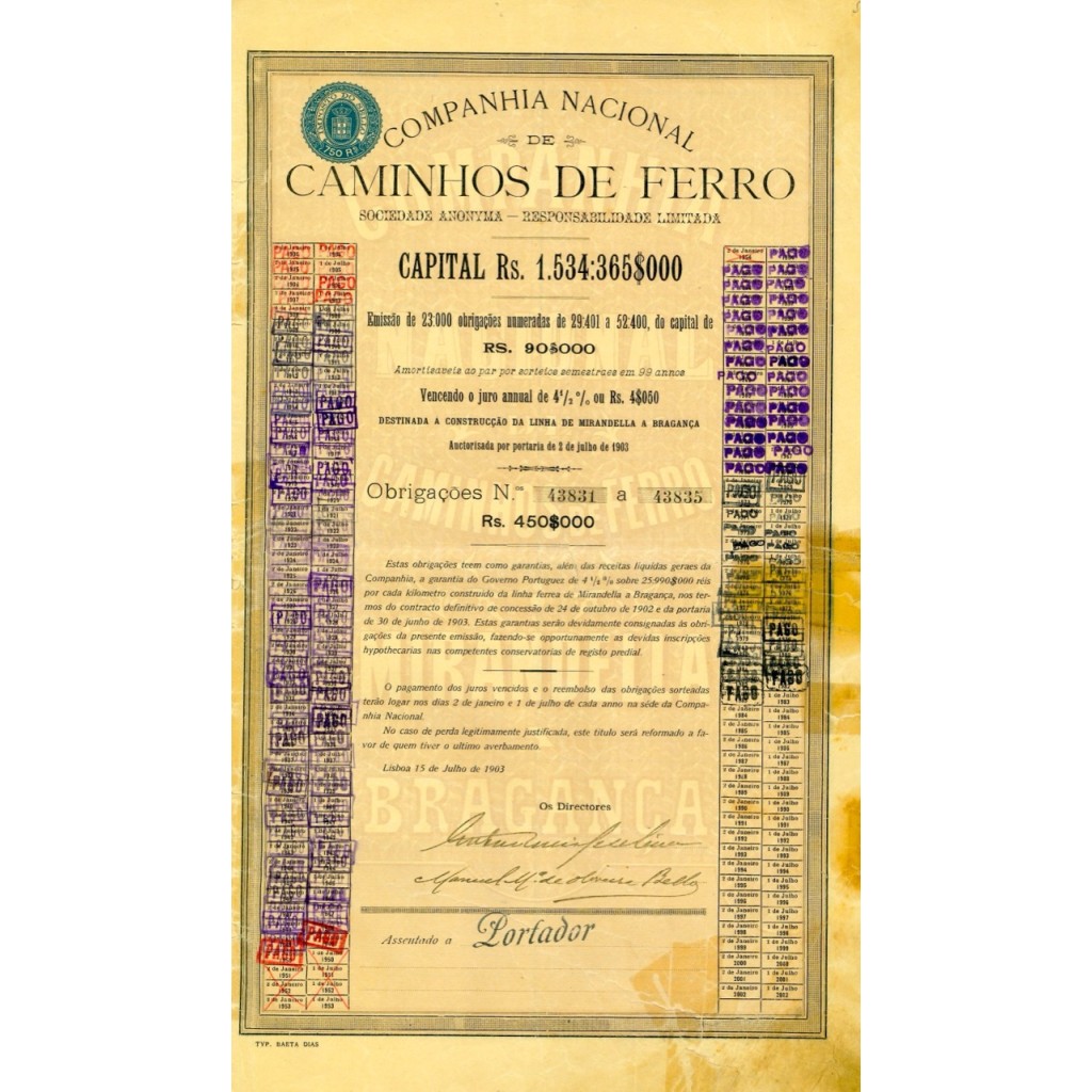 1903 - CAMINHO DE FERRO COMP. NACIONAL DE