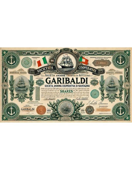 1936 - GARIBALDI SOC. ANON. COOP. DI NAVIGAZIONE 10 AZIONI GENOVA