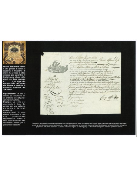 1834 - POLIZZA DI CARICO DA PALERMO A GENOVA