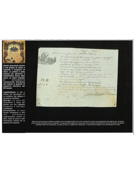 1836 - POLIZZA DI CARICO DA PALERMO A GENOVA