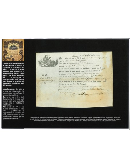 1831 - POLIZZA DI CARICO DA PALERMO A GENOVA