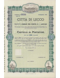 CITTA' DI LECCO - CARTELLA DA 1000 LIRE - 1936