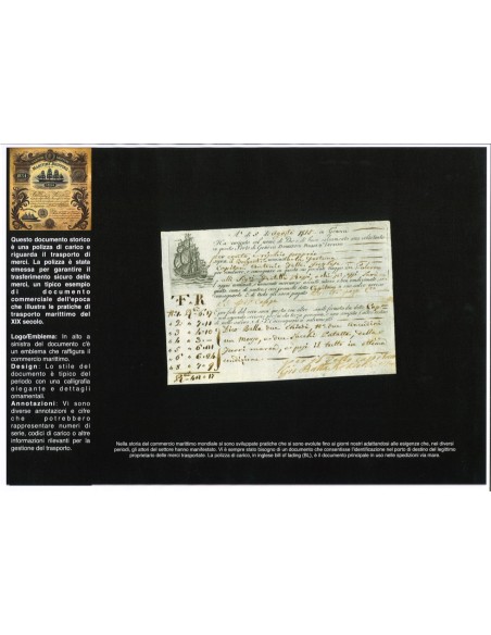 1815 - POLIZZA DI CARICO DA GENOVA A PALERMO