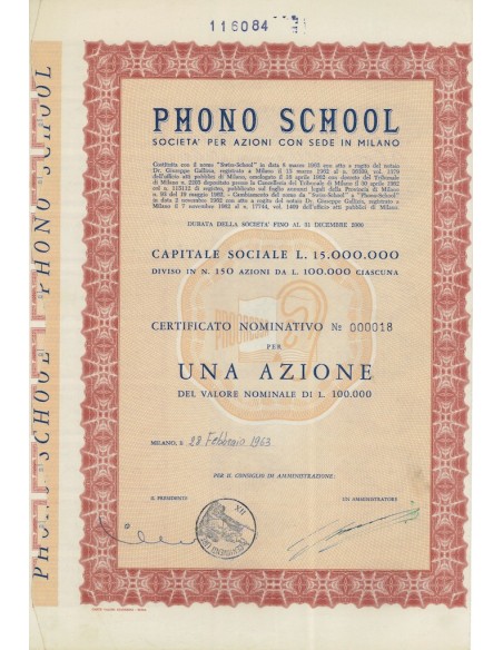 PHONO SCHOOL 1 AZIONE MILANO 1963