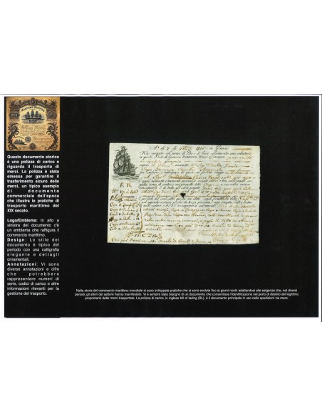 1815 - POLIZZA DI CARICO DA GENOVA A PALERMO