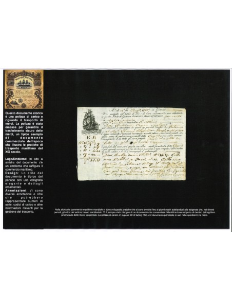 1815 - POLIZZA DI CARICO DA GENOVA A PALERMO