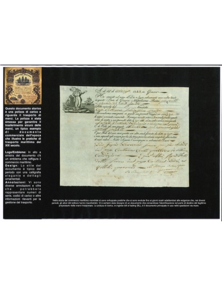 1843 - POLIZZA DI CARICO DA GENOVA A NIZZA