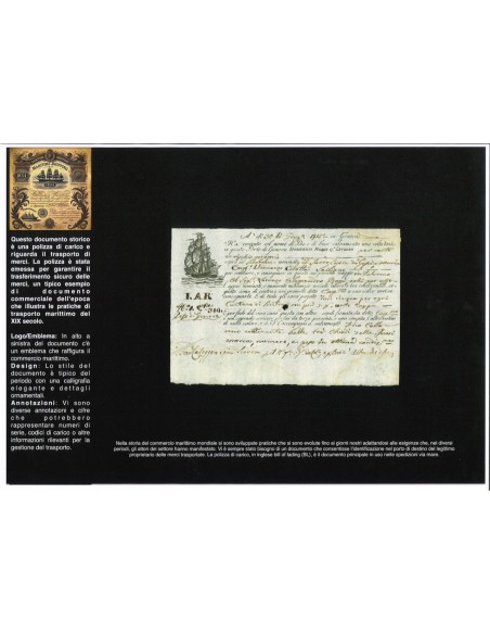 1815 - POLIZZA DI CARICO DA GENOVA A PALERMO