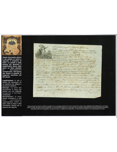 1842 - POLIZZA DI CARICO DA GENOVA A NIZZA