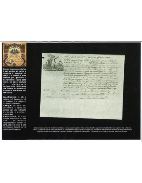 1833 - POLIZZA DI CARICO DA GENOVA A NIZZA