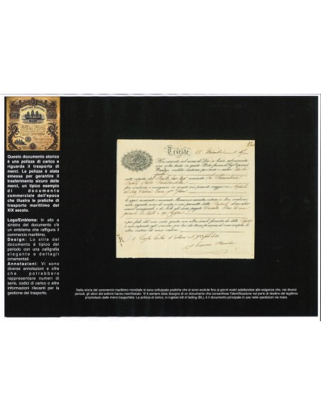 1847 - POLIZZA DI CARICO DA TRIESTE A NAPOLI