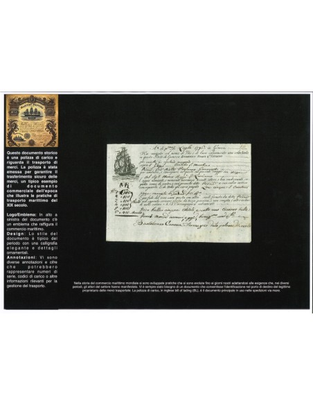 1796 - POLIZZA DI CARICO DA GENOVA A NIZZA