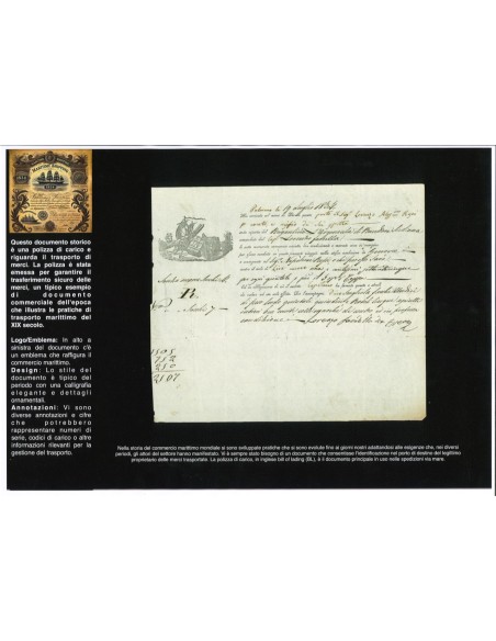 1834 - POLIZZA DI CARICO DA PALERMO A GENOVA