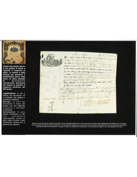 1832 - POLIZZA DI CARICO DA PALERMO A GENOVA