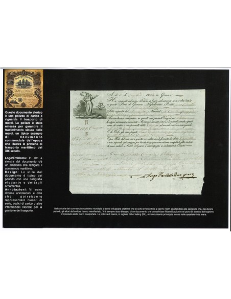 1834 - POLIZZA DI CARICO DA GENOVA A PALERMO