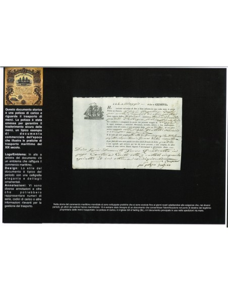 1830 - POLIZZA DI CARICO DA GENOVA A NIZZA