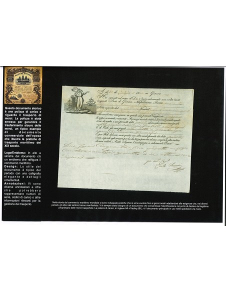 1833 - POLIZZA DI CARICO DA GENOVA A NIZZA