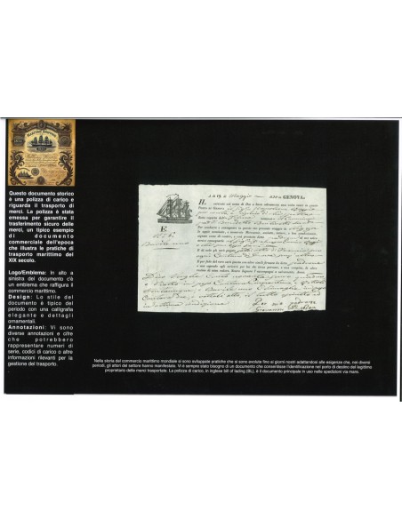 1830 - POLIZZA DI CARICO DA GENOVA A NIZZA