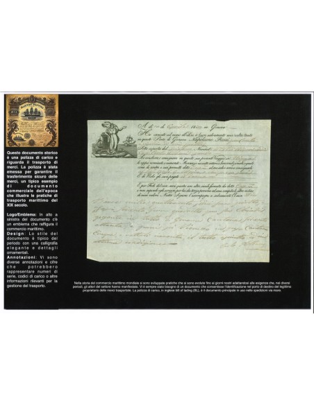 1839 - POLIZZA DI CARICO DA GENOVA A NIZZA