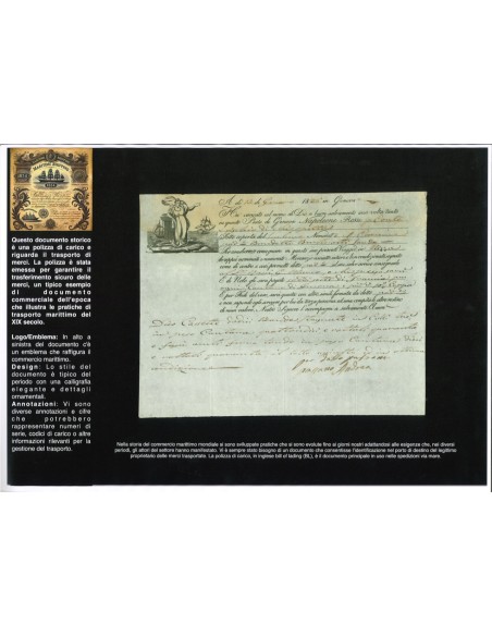 1836 - POLIZZA DI CARICO DA GENOVA A NIZZA