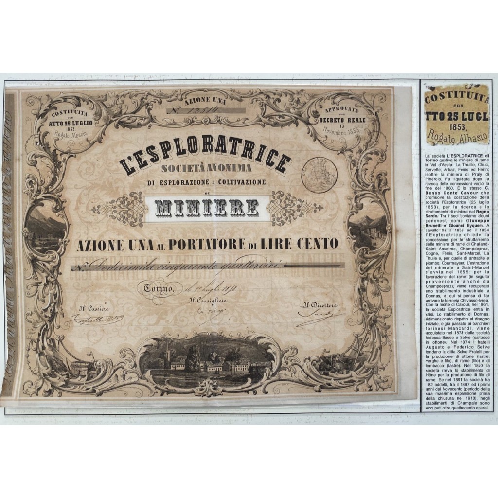 1898 - L'ESPLORATRICE (Miniere C. Benso conte...