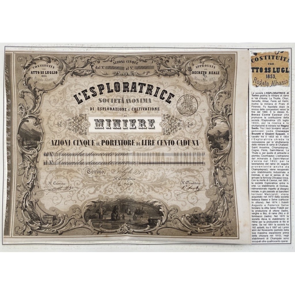 1898 - L'ESPLORATRICE (Miniere C. Benso Conte...