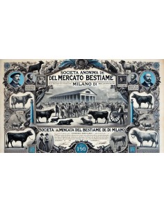 SOC. ANON. MERCATO DEL BESTIAME - 1 AZIONE MILANO 1882 2